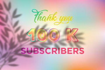 100 K subscribers celebration greeting banner with Candy color Design