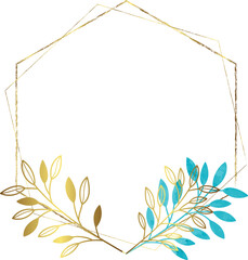 Luxury botanical watercolor gold frame
