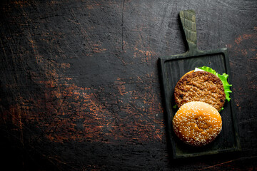 Juicy beef Burger with herbs.