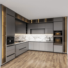 3d rendering modern kitchen interior design inspiration