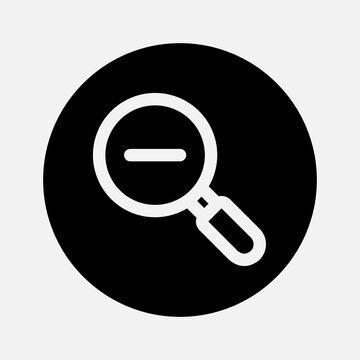 Zoom Out Icon In Solid Style About Essentials, Use For Website Mobile App Presentation