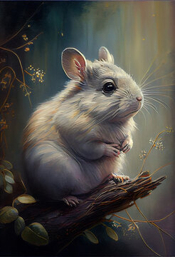 Generative Ai, Art painting style of a mouse