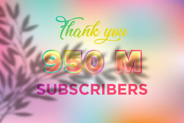 950 Million  subscribers celebration greeting banner with Candy color Design