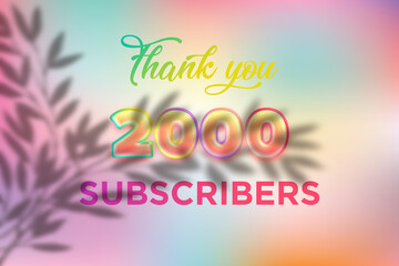 2000 subscribers celebration greeting banner with Candy color Design