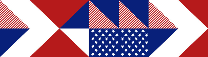Abstract pattern, background of geometric shapes with space for text. USA colors. Happy President's Day. Template for background, invitations, greetings, web.