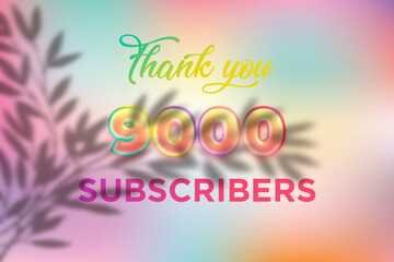 9000 subscribers celebration greeting banner with Candy color Design