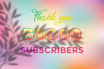 50000 subscribers celebration greeting banner with Candy color Design