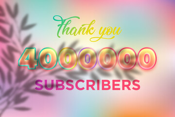 4000000 subscribers celebration greeting banner with Candy color Design