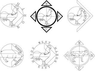 sketch vector illustration logo symbol of wind direction animal model