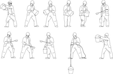 sketch vector illustration of activities of project workers