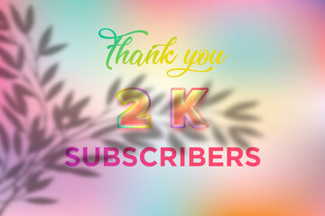 2 K subscribers celebration greeting banner with Candy color Design