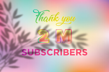 2 Million subscribers celebration greeting banner with Candy color Design