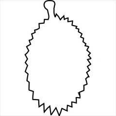 Vector, image of durian fruit icon, black and white color, with transparent background
