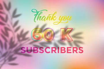 60 K  subscribers celebration greeting banner with Candy color Design