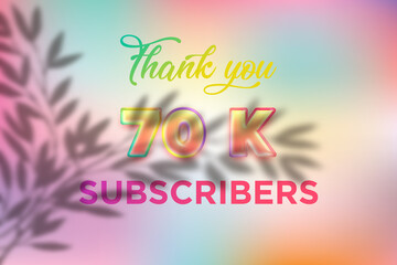 70 K  subscribers celebration greeting banner with Candy color Design