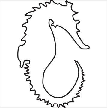 Vector, Image of Seahorse icon, black and white color, with transparent background