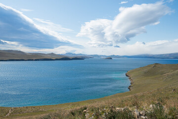 Fototapeta na wymiar Lake Baikal. Ogoy Island. View from the top on a sunny day