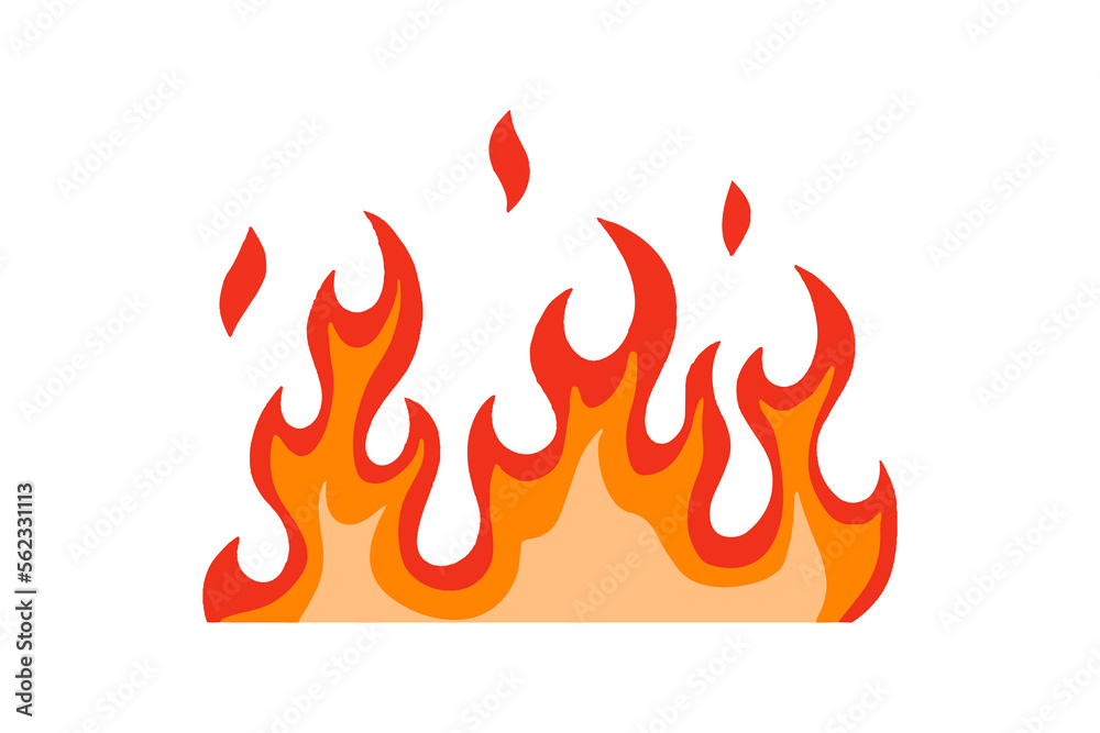 Poster fire flame in cartoon isolated for design element