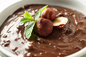 Concept of sweet food, tasty chocolate cream