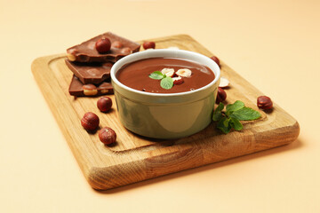 Concept of sweet food, tasty chocolate cream