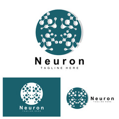 Neuron Logo Design Vector nerve cell illustration Molecular DNA health brand