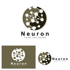 Neuron Logo Design Vector nerve cell illustration Molecular DNA health brand