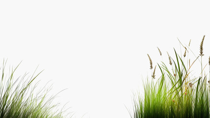 Fototapeta premium Summer background/wallpaper/desktop with wild glass, empty copy space for text or additional images, generative ai, digital art
