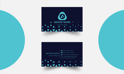 Free vector black business card triangle shapes | Stylish Business Card | Corporate Business Card | Blue Clean Creative Art Business Card | Design Double-sided layout