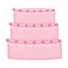 3 tier wedding cake watercolor illustration