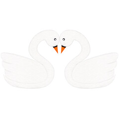 couple of swans in love watercolor illustration