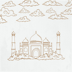 simple mosque vector design in natural colors