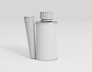 Matte Bottle with Spout Cap Mockup Isolated On WQhite Background. 3d illustration