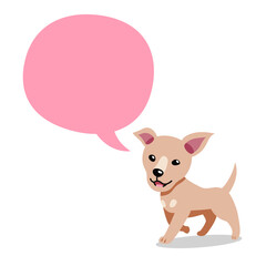 Vector cartoon character happy dog with speech bubble for design.