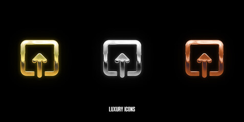 Upload Elegant Gold, Silver, and Bronze Icons on a Stylish Black Background