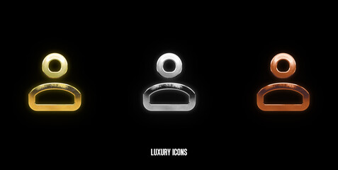 User Elegant Gold, Silver, and Bronze Icons on a Stylish Black Background