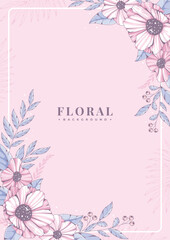 beautiful pink floral frame template design