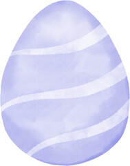 Cute pastel purple colored Easter egg. Hand drawn watercolor illustration.