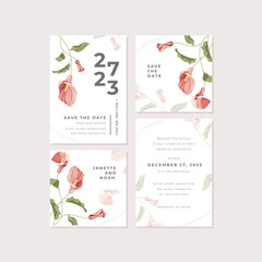 beatiful tulips flower wedding invitation template design