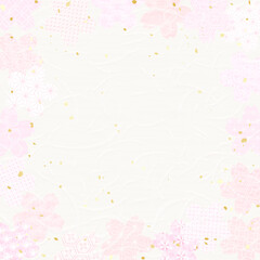 Fototapeta na wymiar いろいろな模様の桜をあしらった和紙風背景イラスト