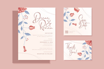 beautiful flower wedding invitation template design