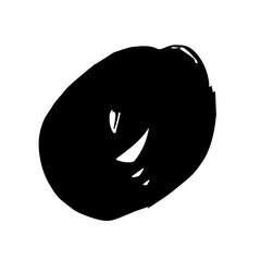 Vector grunge round brush. Black stroke, stain, ink, dry brush image. A dirty artistic hand-drawn element isolated on white background. Circle paintbrush touch, smear, blot, dot. Vector illustration