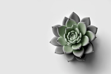 Minimal cactus or succulent  on white background with copy space. Graphic design illustration generative ai.