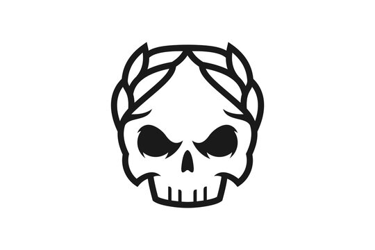  Leaf Crown Skull Illustration Logo