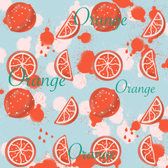 seamless pattern with fruits juice,orange,orange slice,juice spray,juice packaging,jam packaging,jam,flyer,business card,textile printing