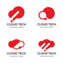 cloud technology logo set of vector