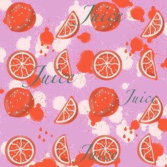 seamless pattern with fruits juice,orange,orange slice,juice spray,juice packaging,jam packaging,jam,flyer,business card,textile printing