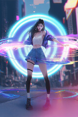 anime girl with lightning ring