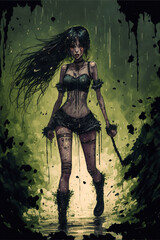 Naklejka premium Goth teen anime girl