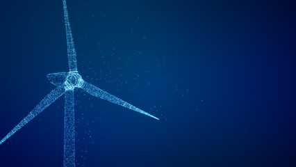 Wind turbine eco power technology concept with particle line art, renewable energy generate from green alternative electric source, Innovative windmill background 3D illustration © ZETHA_WORK