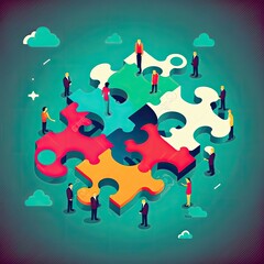 Business team collaborative working concept. Generative AI